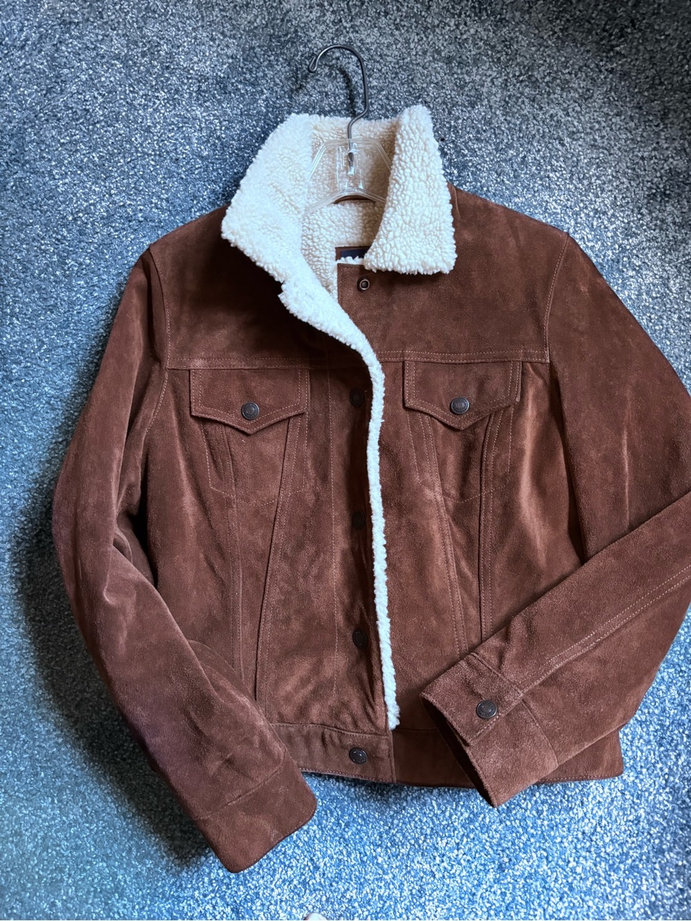 GAP Brown Suede Bomber Jacket with Cream Sherpa
